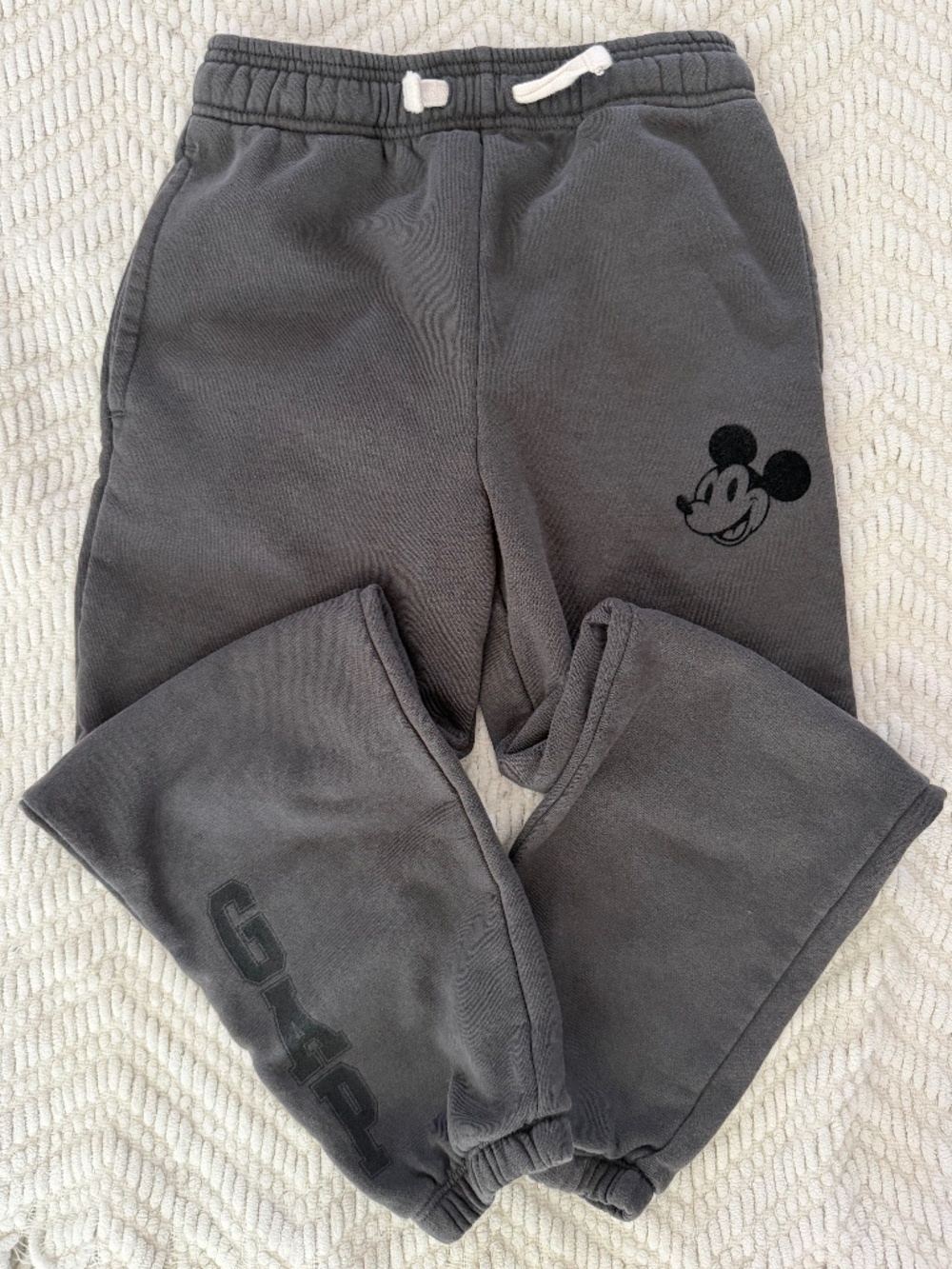 GAP Kids x Disney Mickey Mouse Fleece Jogger Sweatpants Gray Size M